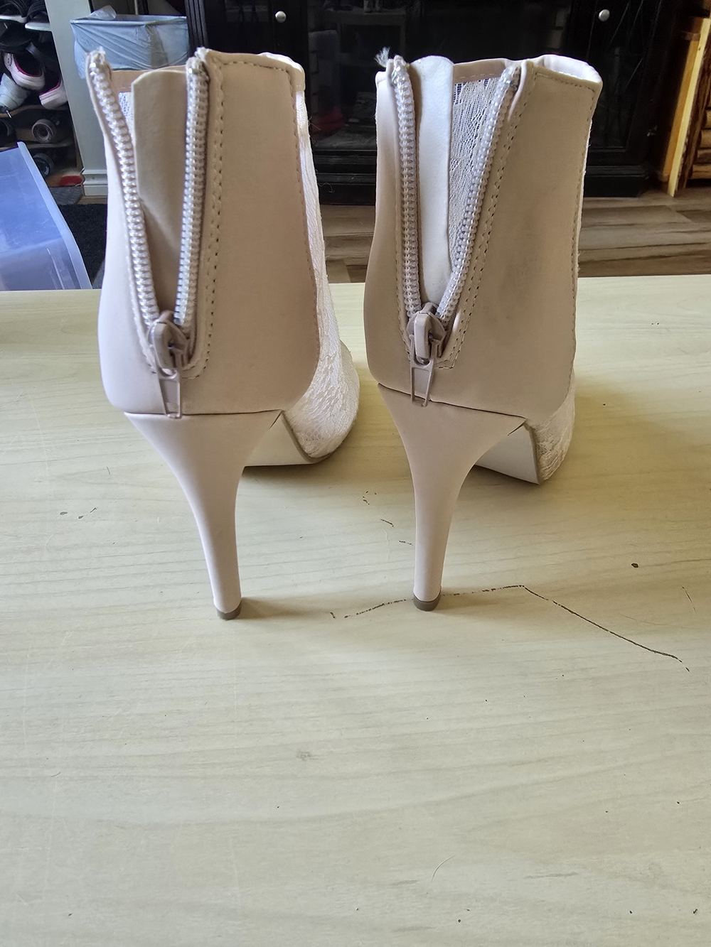 Women's Nude High Heel Ankle Boots